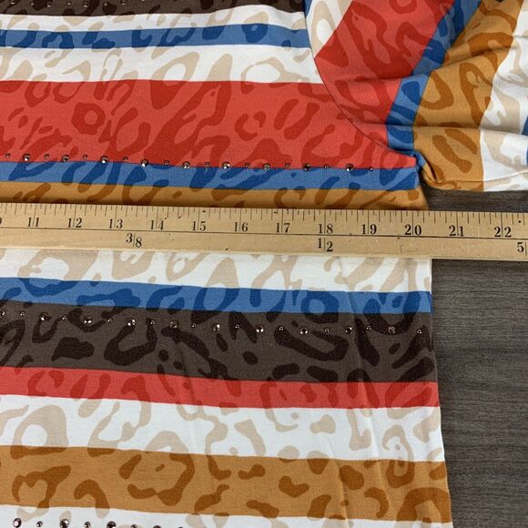 Alfred Dunner Womens Colorful Top Petite Medium Striped Embellished 3/4 Sleeve - Picture 11 of 13